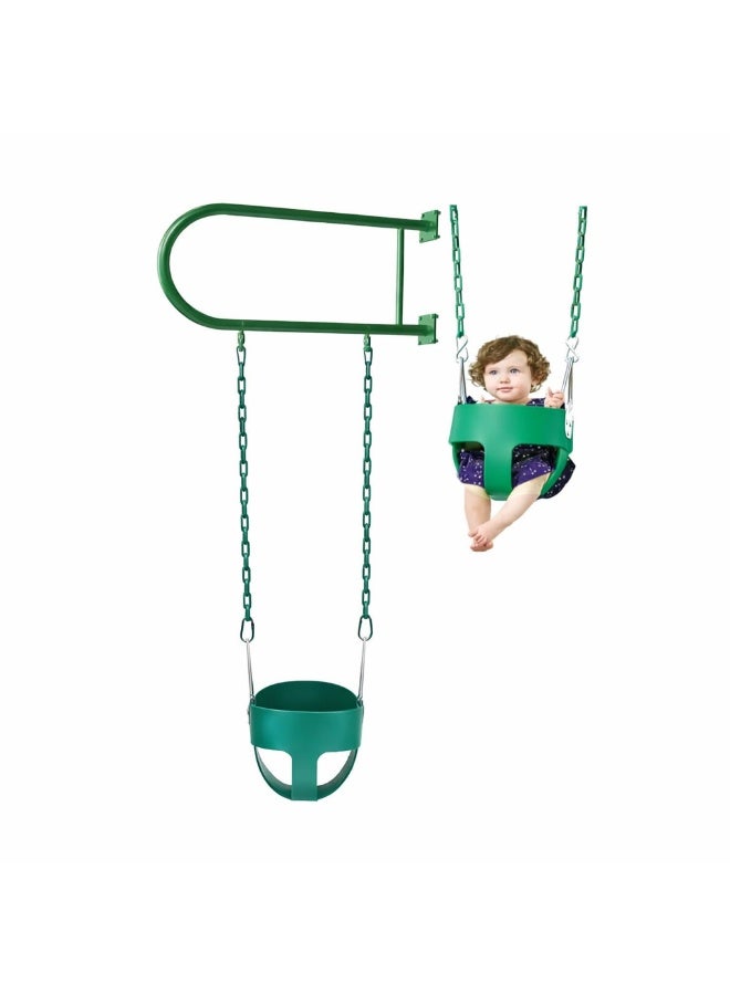 AL BADER Swing Wall Iron with Baby Swing Seat and Chains For Outdoor Activity, Iron Wall Swing Heavy Duty Bench with Iron Bar, Plastic Covered Chain & Hooks, Baby Swings Attached To Side Wall - Image 1